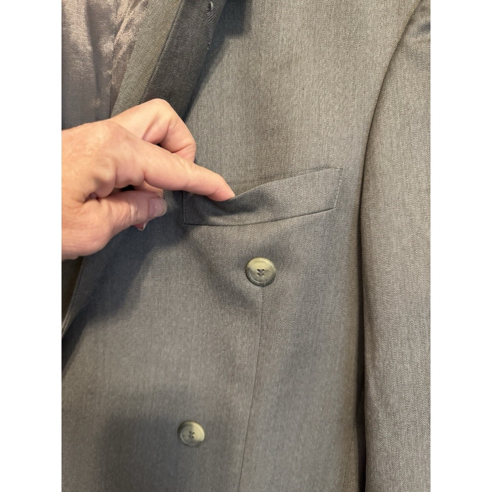 ZYLOS GEORGE MACHADO - MEN'S Gray 100% WOOL DOUBLE-BREASTED - SIZE 40L - Picture 4 of 16